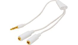 CORDON JACK 4P 3,5MM MALE - 2X3,5MM FEMELLE BLANC 0,2M