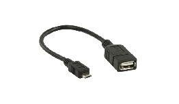 CORDON DATA OTG USB A FEMELLE 2.0 A - MICRO USB B 0.20 M