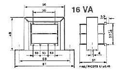 TRANSFO 220V-2X12V 16VA 