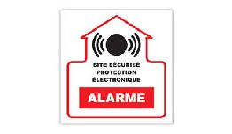 AUTOCOLLANT ALARME 10X10CM