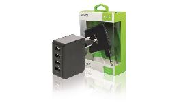 CHARGEUR MURAL 4 PORTS 4.8 A USB NOIR