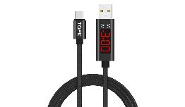 CORDON USB A MALE - MICRO USB B MALE AVEC AFFICHAGE TENSION ET COURANT