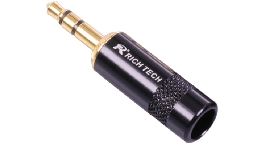 JACK MALE STEREO 3.5MM OR POUR CABLE JUSQU'A 8MM