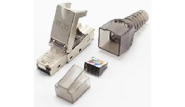 FICHE RJ45 BLINDE A CONTACTS EN PLAQUE OR CAT6 AVEC MANCHON REUTILISABLE