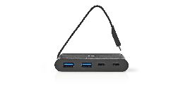 HUB USB C 3.1 2X USB C  2-PORTS USB 3.0 (5G)  POWER DELIVERY 100 W  NOIR