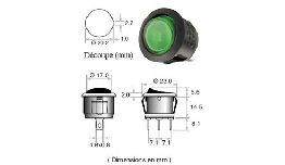 INTER A BASCULE VERT 10A 250V AVEC VOYANT