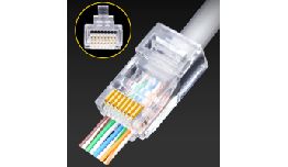 FICHE RJ45 NON BLINDE CAT 6  EN CRISTAL A TETE PERFOREE