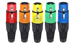 FICHE XLR FEMELLE 3P + MALE 3P COULEUR (JEU DE 5)