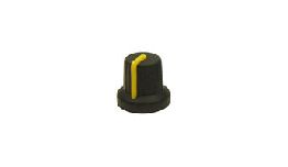 BOUTON NOIR L'INDICATEUR JAUNE  AXE 6MM  16X15,1MM