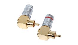 FICHE RCA COUDEE OR POUR CABLE 7MM L'UNITE A SOUDER