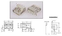 EMBASE CHASSIS USB TYPE A FEMELLE