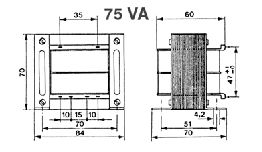 TRANSFO 220V-2X9V 75VA