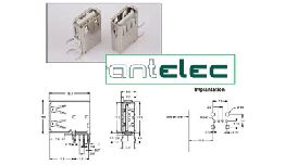 EMBASE CHASSIS USB TYPE A FEMELLE VERTICALE COUDEE