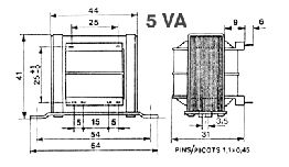 TRANSFO 220V-2X6V 6VA MOULLE