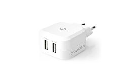 [ACW001WH] CHARGEUR USB 5V 2 PORTS 2.4A BLANC