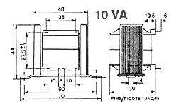 [TAALTR10] TRANSFO 220V-2X24V 10VA