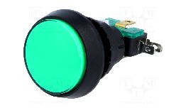 [INVAQ910G] POUSSOIR ROND VOYANT VERT 10A-250VAC