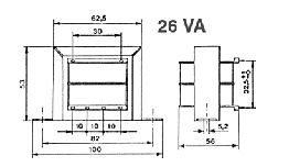 [TAALTR26V] TRANSFO 220V-2X6V 30VA (2.5A)