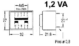 [TA12206] TRANSFO 220V-2X6V 1.5VA 125MA MOULE